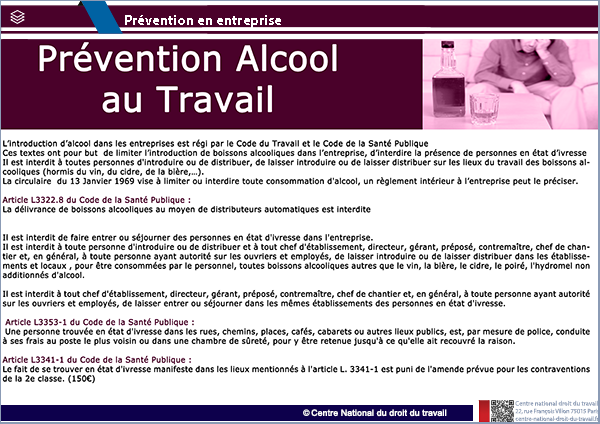 Affichage Prévention alcoolisme
