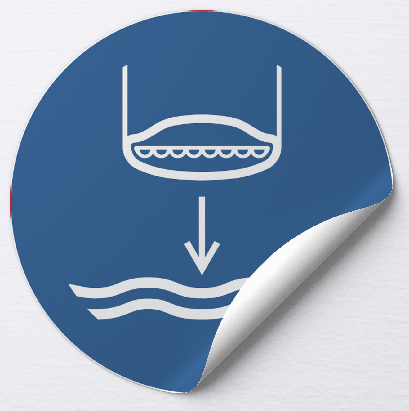 Autocollant Abaisser l'embarcation de sauvetage à l'eau lors de son lancement
