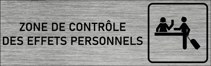 Plaque de porte Zone de contrôle des effets personnels
