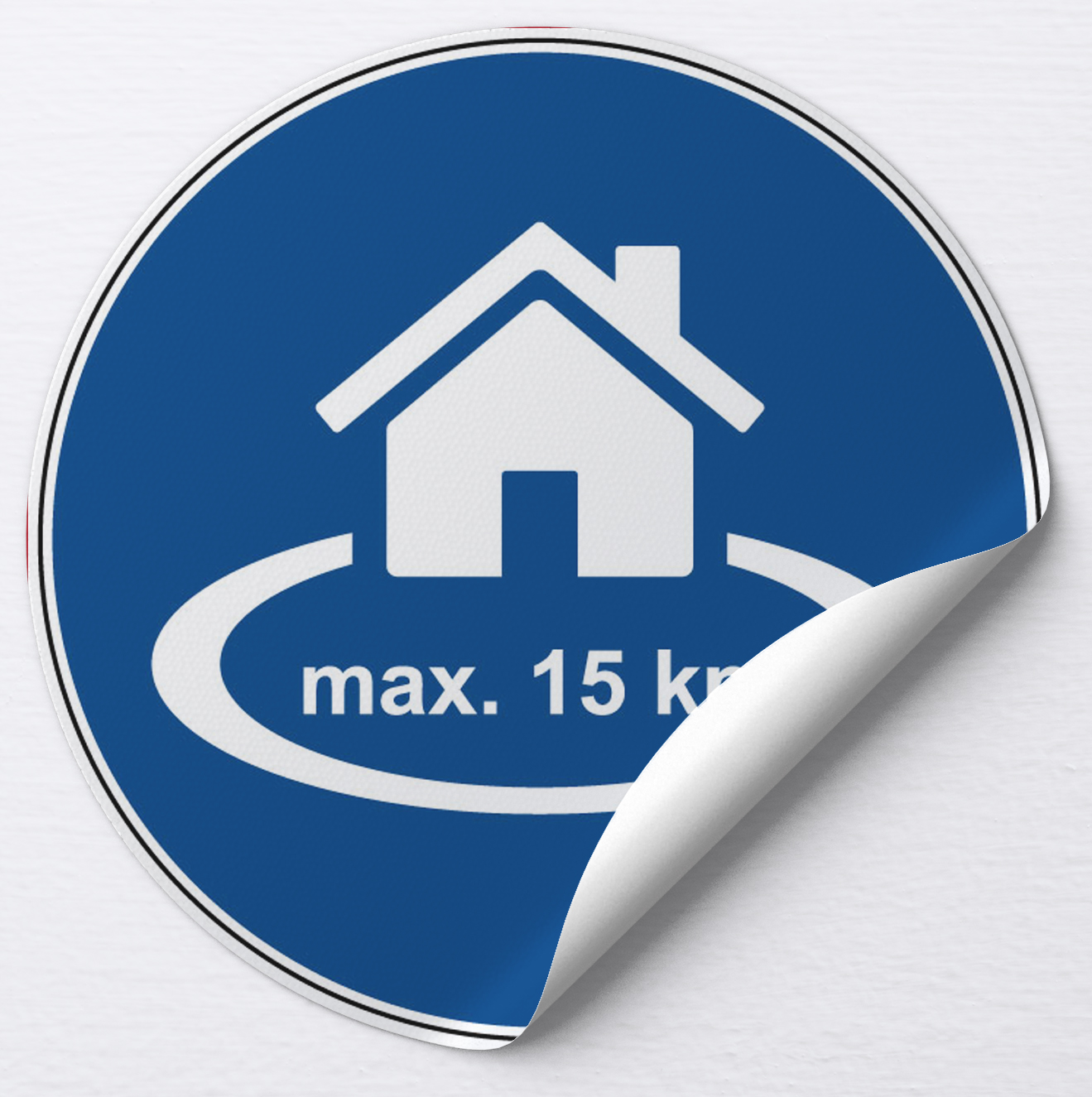 Autocollant Restriction de circulation de 15 km autour du domicile