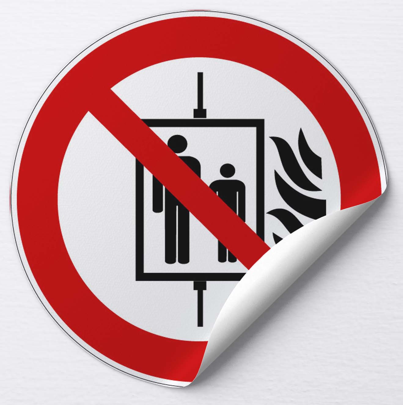 Autocollant Interdiction d'utiliser l'ascenseur en cas d'incendie