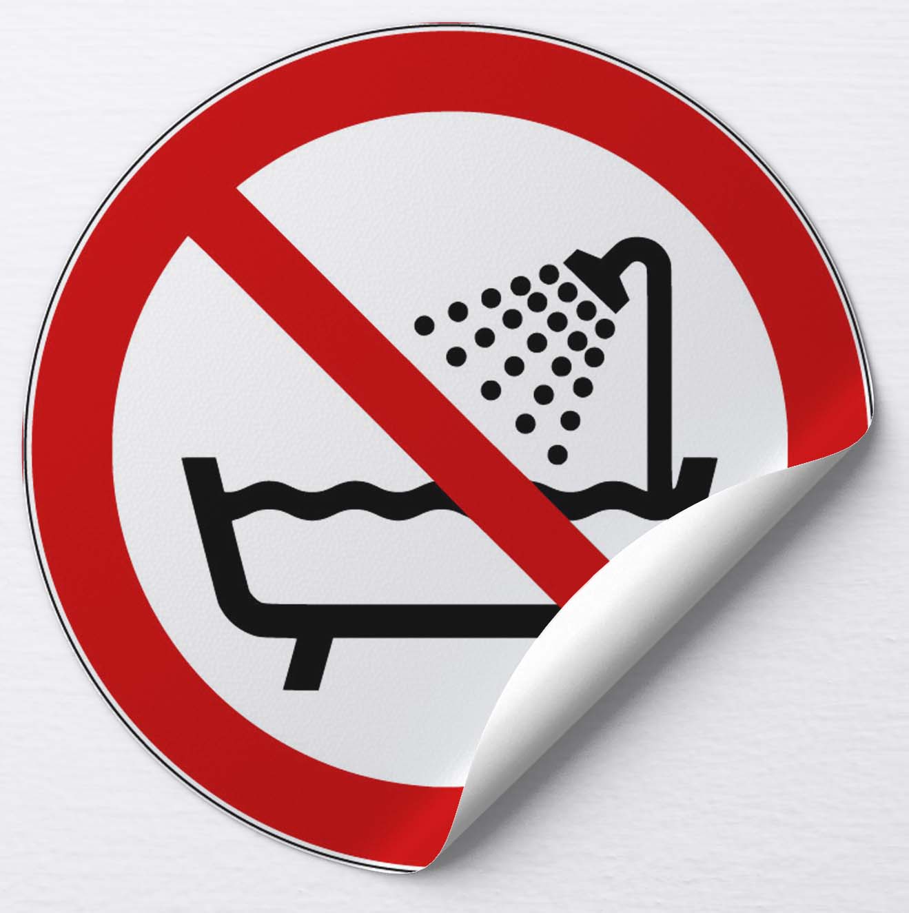 Autocollant Ne pas utiliser ce dispositif dans une baignoire, une douche ou dans un réservoir rempli d'eau