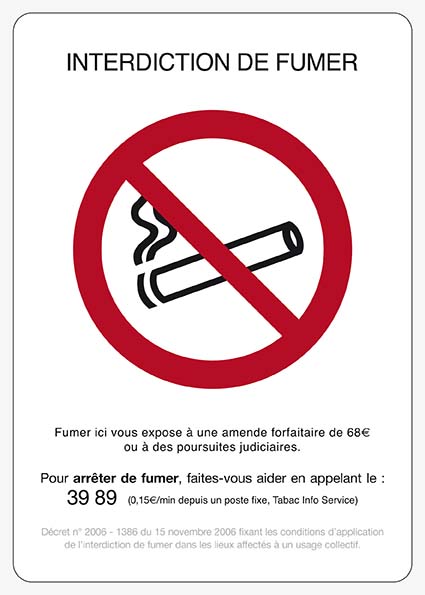 Panneau interdiction de fumer