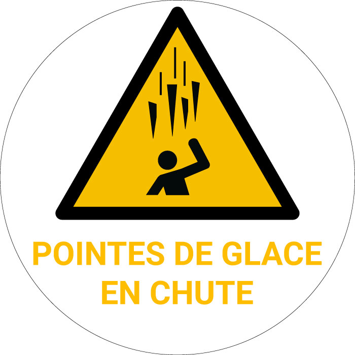 Panneau pictogramme Pointes de glace en chute
