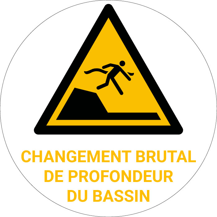 Panneau pictogramme Changement brutal de profondeur du bassin
