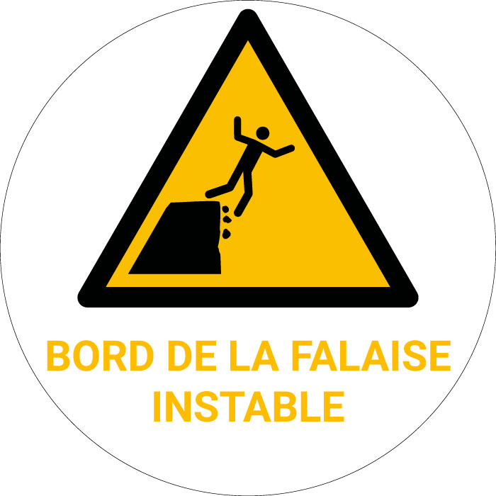 Panneau pictogramme Bord de la falaise instable
