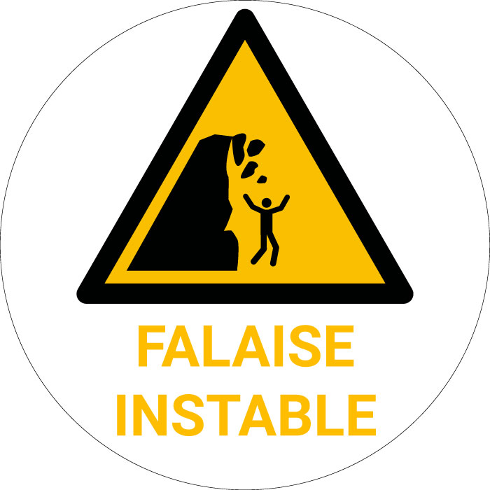 Panneau pictogramme Falaise instable