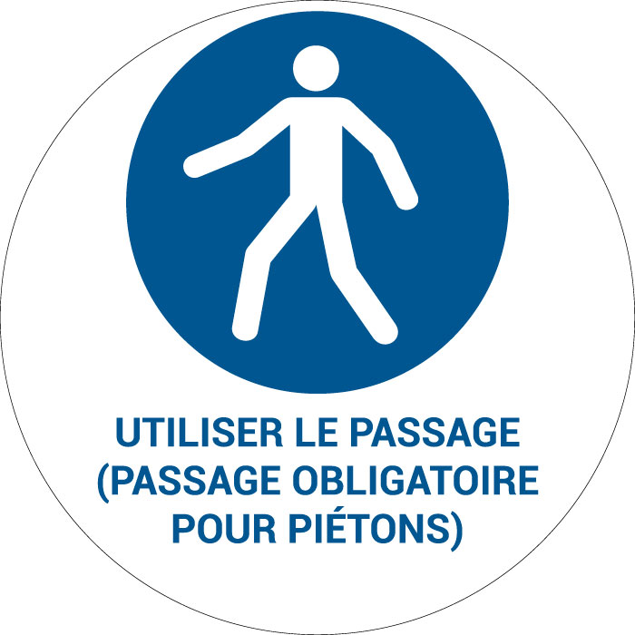 Panneau pictogramme Utiliser le passage (passage obligatoire pour piétons)
