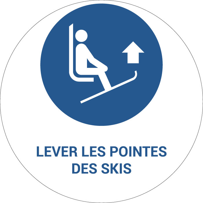 Panneau pictogramme Lever les pointes des skis
