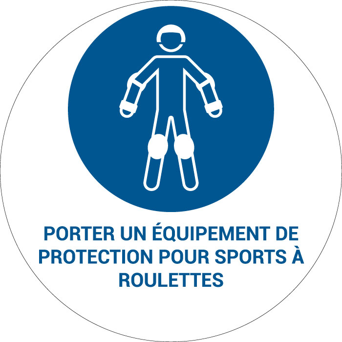 Panneau pictogramme Porter un équipement de protection pour sports à roulettes
