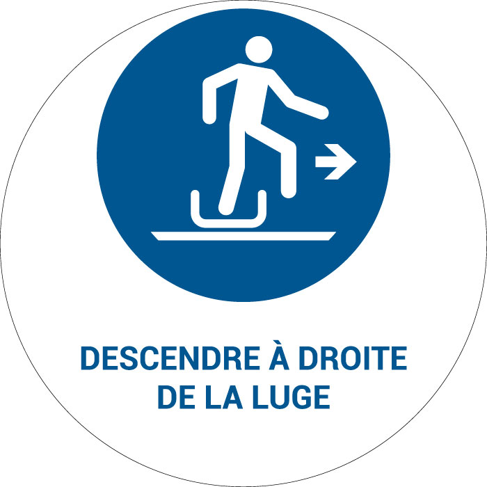 Panneau pictogramme Descendre à droite de la luge
