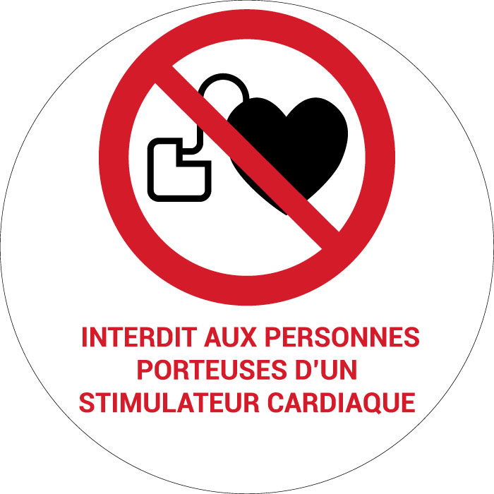 Panneau pictogramme Interdit aux personnes porteuses d’un stimulateur cardiaque
