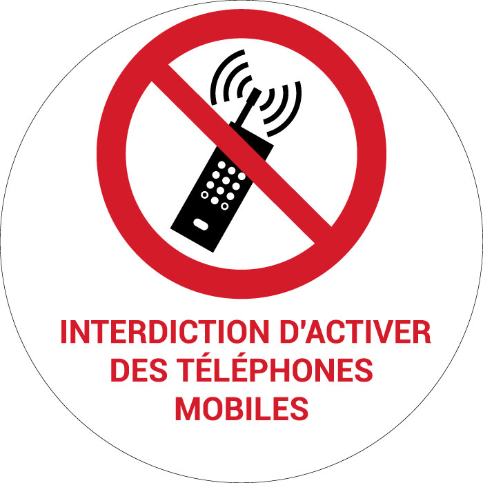 Panneau pictogramme Interdiction d'activer des téléphones mobiles
