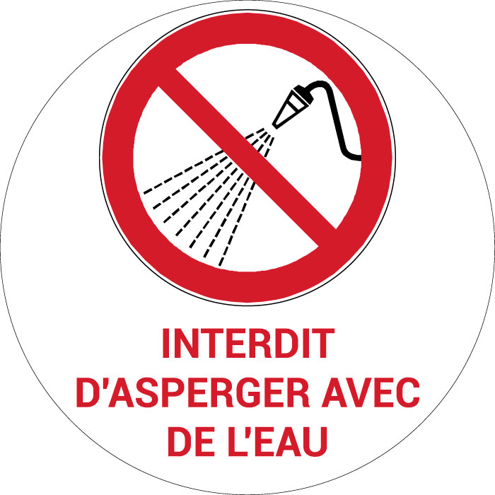 Panneau pictogramme Interdit d'asperger avec de l'eau
