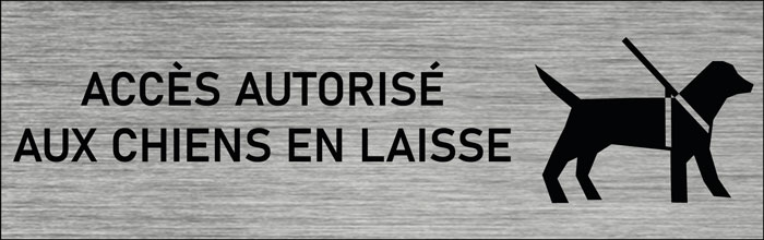 Plaque de porte Accès autorisé aux chiens en laisse