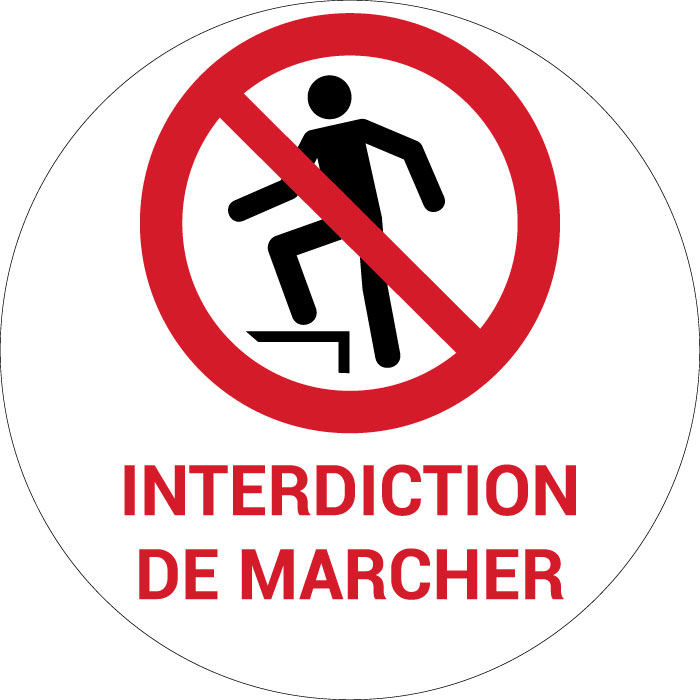Panneau pictogramme Interdiction de marcher sur la surface
