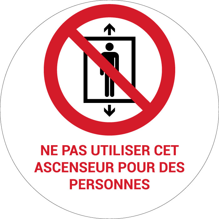 Panneau pictogramme Ne pas utiliser cet ascenseur pour des personnes
