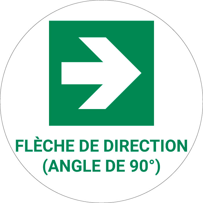 Panneau pictogramme Flèche de direction angle de 90°
