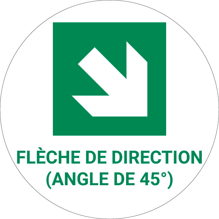 Panneau pictogramme Flèche de direction angle de 45°
