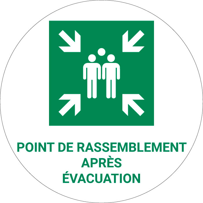 Panneau pictogramme Point de rassemblement après évacuation
