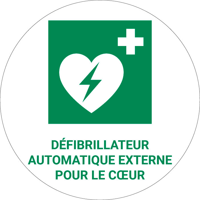 Panneau pictogramme Défibrillateur automatique externe pour le cœur
