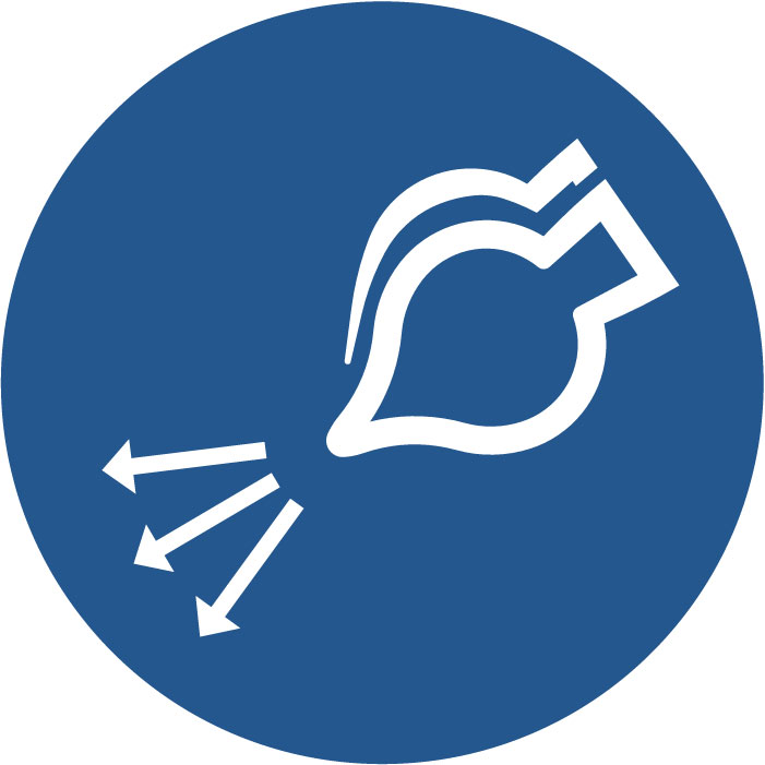 Pictogramme obligation démarrer l'approvisionnement en air lors du lancement du bateau de sauvetage