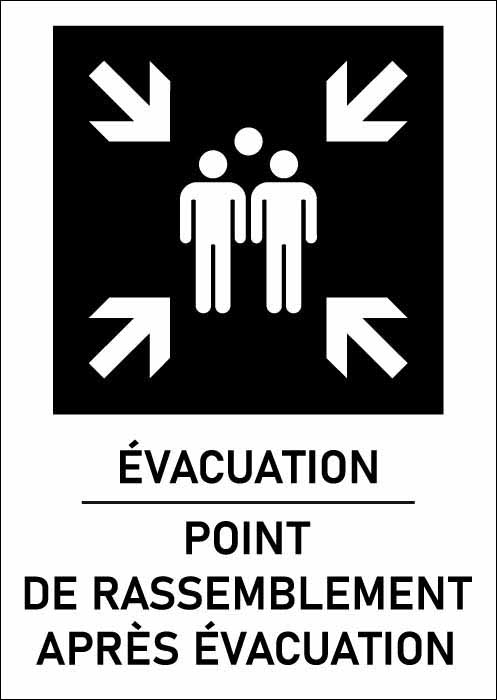 Panneau Point de rassemblement après évacuation noir