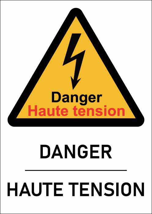 Panneau Danger de mort haute tension format A