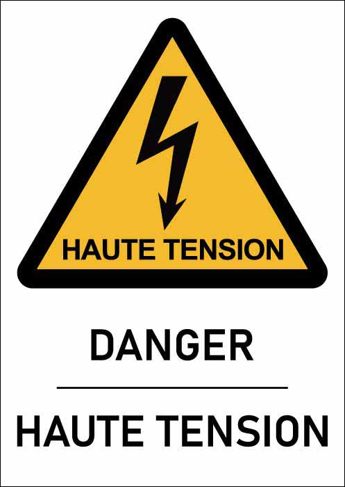 Panneau Danger de mort haute tension 2 format A