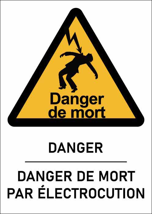 Panneau Danger de mort par électrocution format A