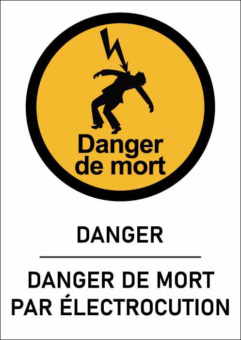 Panneau Danger de mort par électrocution 2 format A