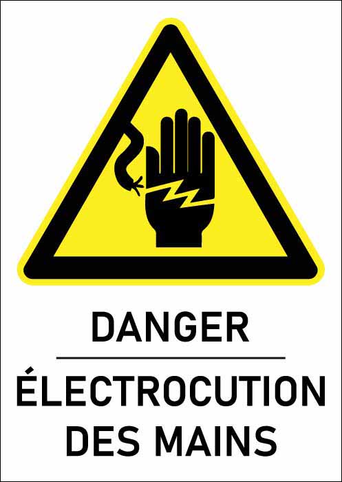 Panneau Danger électrocution des mains format A