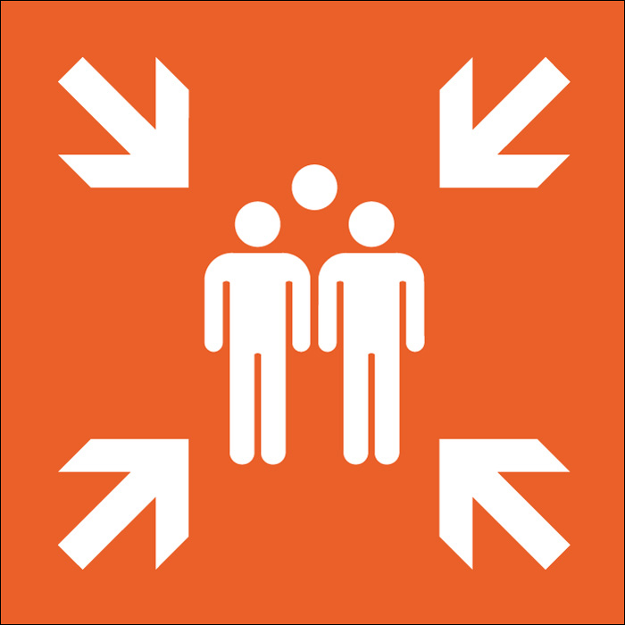 Panneau Point de rassemblement après évacuation - orange
