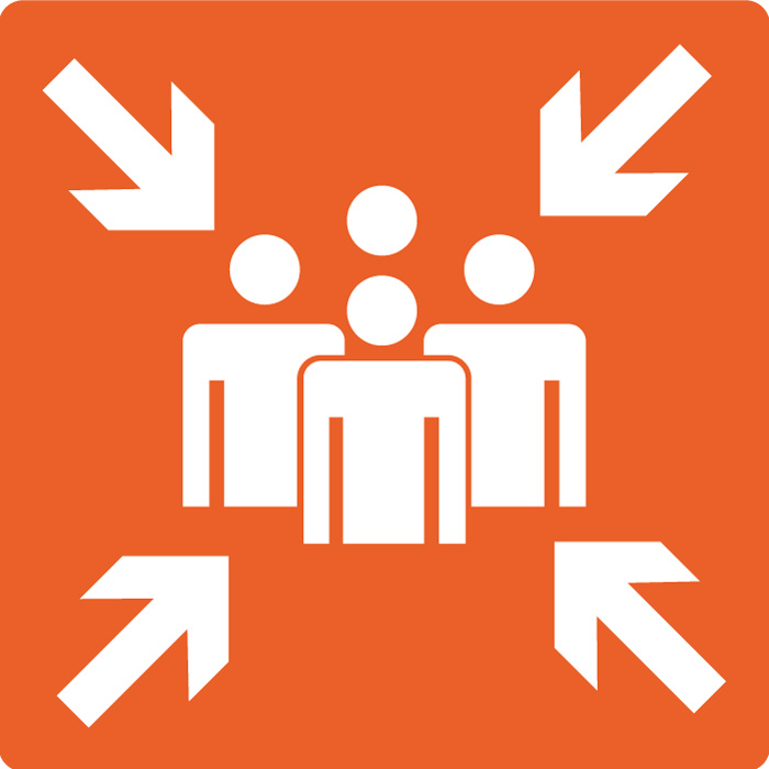 Panneau Point de rassemblement orange
