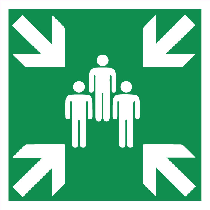 Panneau de point de rassemblement - Carré vert 3 utilisateurs au centre