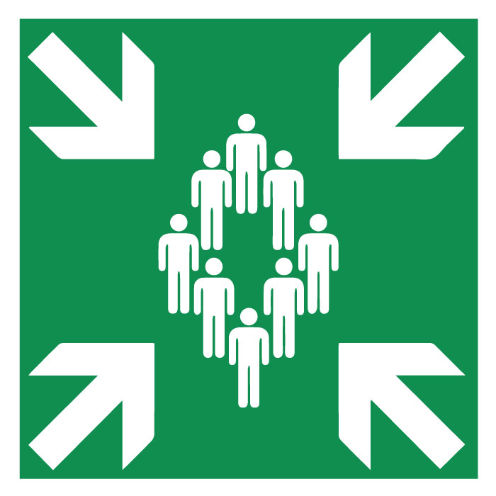 Panneau de point de rassemblement des salariés Sécurité d'évacuation d'urgence