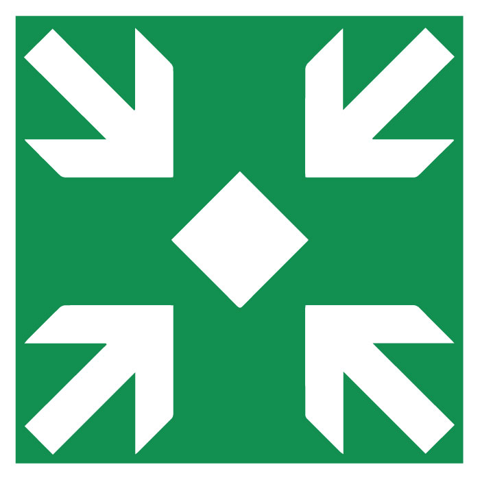Panneau de signalisation point de rassemblement obligatoire – pour les évacuations
