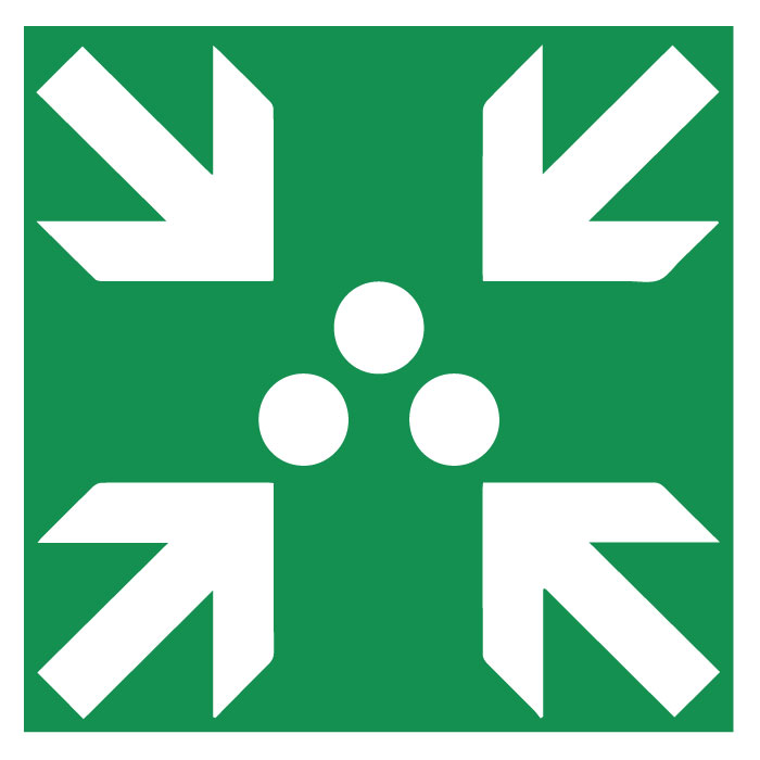 Panneau de signalisation point de rassemblement obligation - Sécurité lors des évacuations

