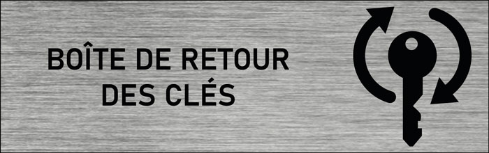 Plaque de porte Boîte de retour des clés
