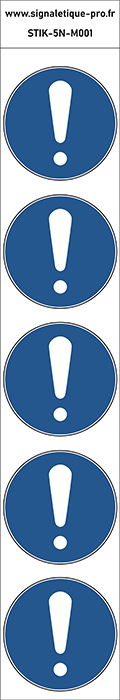 Autocollants Obligation générale - M001 norme iso 7010 – par Lot de 5