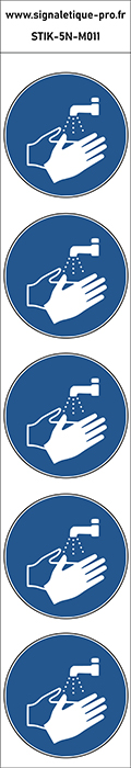 Autocollants Lavage obligatoire des mains - M011 norme iso 7010 – par Lot de 5