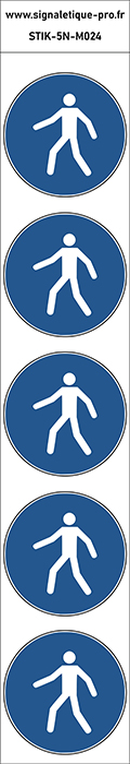 Autocollants Utiliser le passage pour piétons obligatoire - M024 norme iso 7010 – par Lot de 5