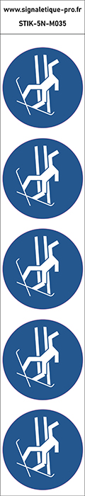 Autocollants Quitter immédiatement la piste de remontée en cas de chute - M035 norme iso 7010 – par Lot de 5