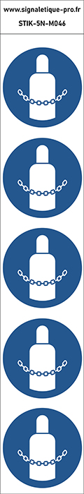 Autocollants Sécuriser les bouteilles de gaz - M046 norme iso 7010 – par Lot de 5