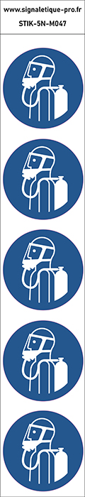 Autocollants Utiliser l'appareil respiratoire autonome - M047 norme iso 7010 – par Lot de 5