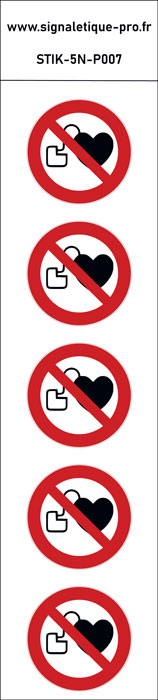Panneau Interdit aux personnes porteuses d’un stimulateur cardiaque 5N
