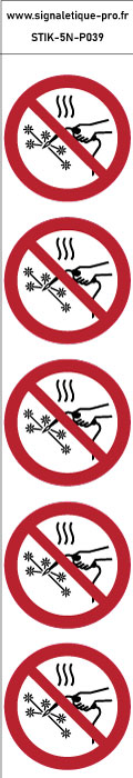 Autocollants Travaux à chaud interdits - P039 norme iso 7010 – par Lot de 5