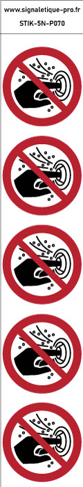 Autocollants  Ne pas mettre les doigts dans une buse d’hydromassage - P070 norme iso 7010 – par Lot de 5