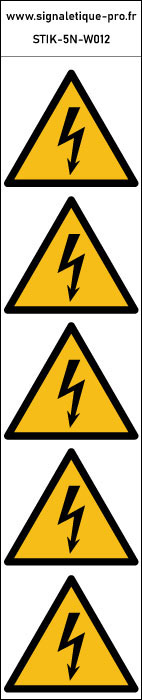 Autocollants électricité - W012 norme iso 7010 – par Lot de 5