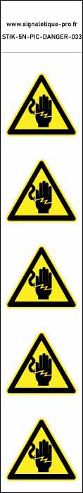Panneau Autocollants Danger électrocution des mains – 5N